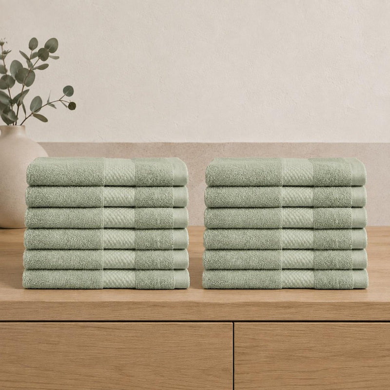 Katoenen Gastendoekjes 600 GSM – Set van 12 – Saliegroen
