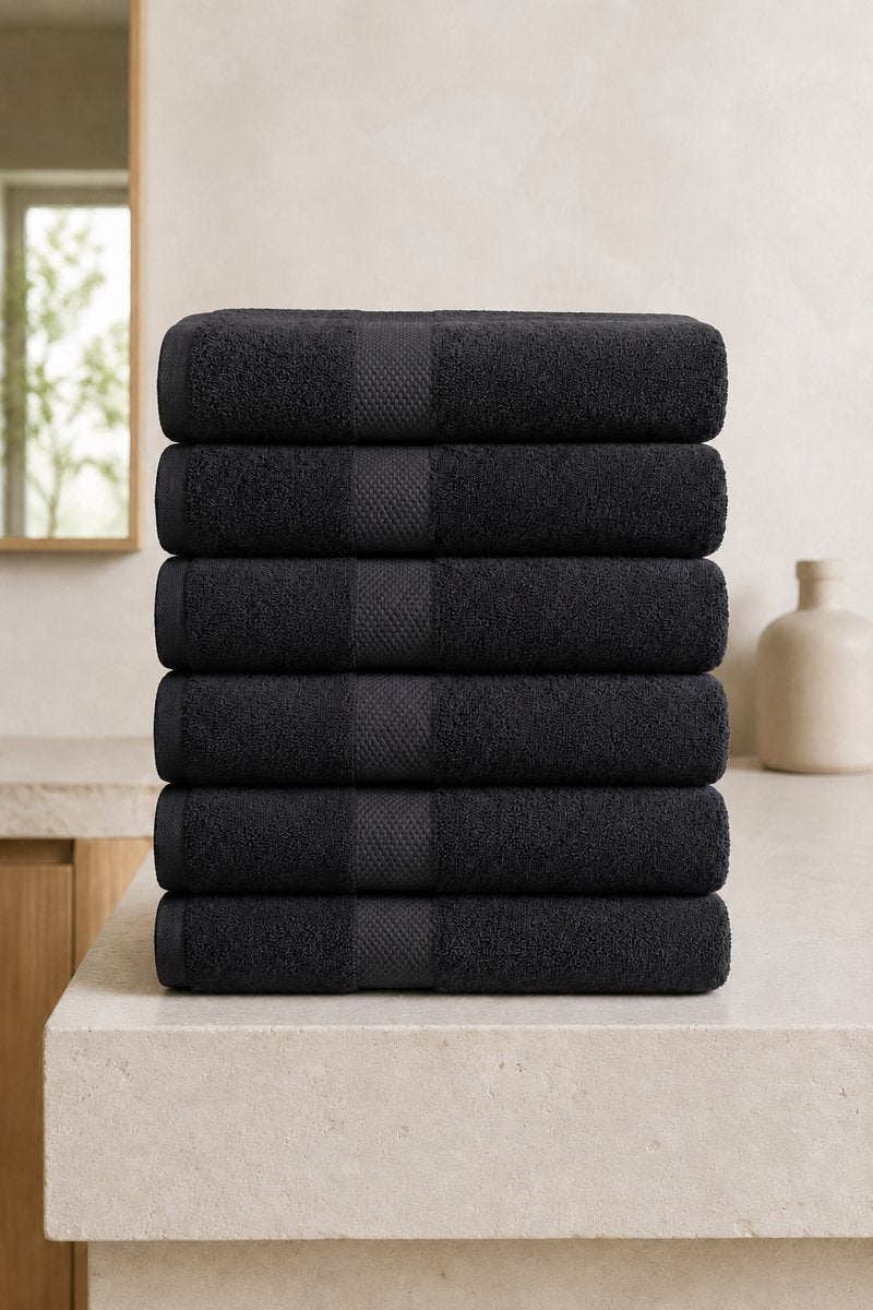 Katoenen Badhanddoek 650 GSM – Set van 6 – Antraciet