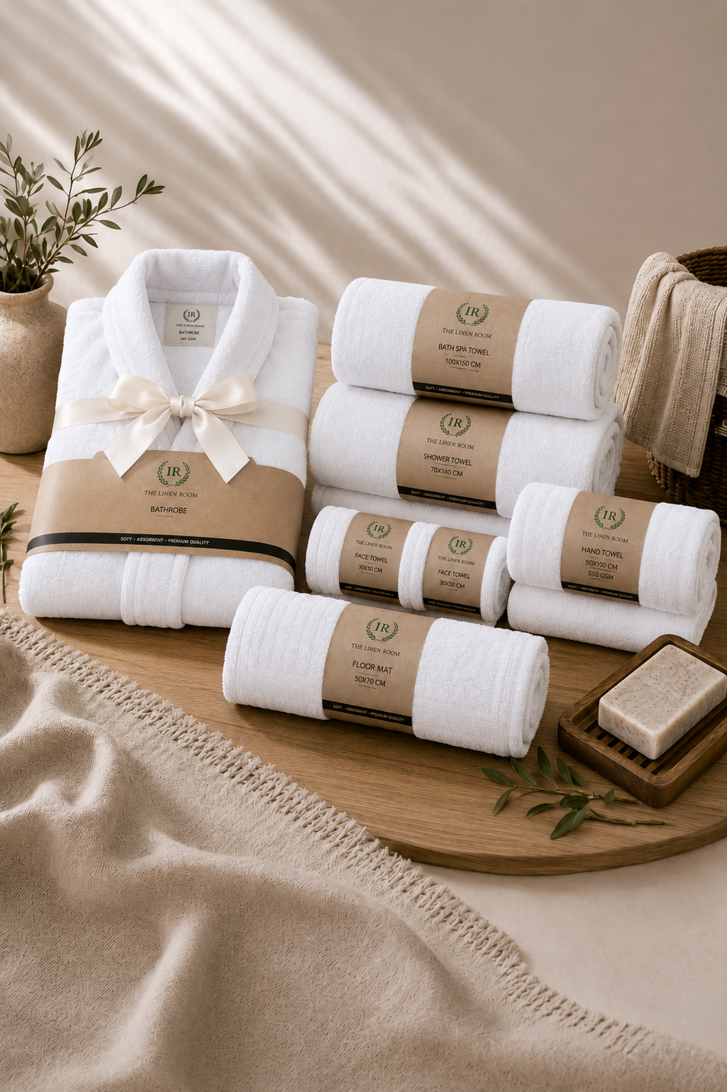 The Linen Room Bathroom Complete Set – 100% Premium Cotton | Luxury Hotel & Spa Quality | Soft, Plush & Highly Absorbent Towels