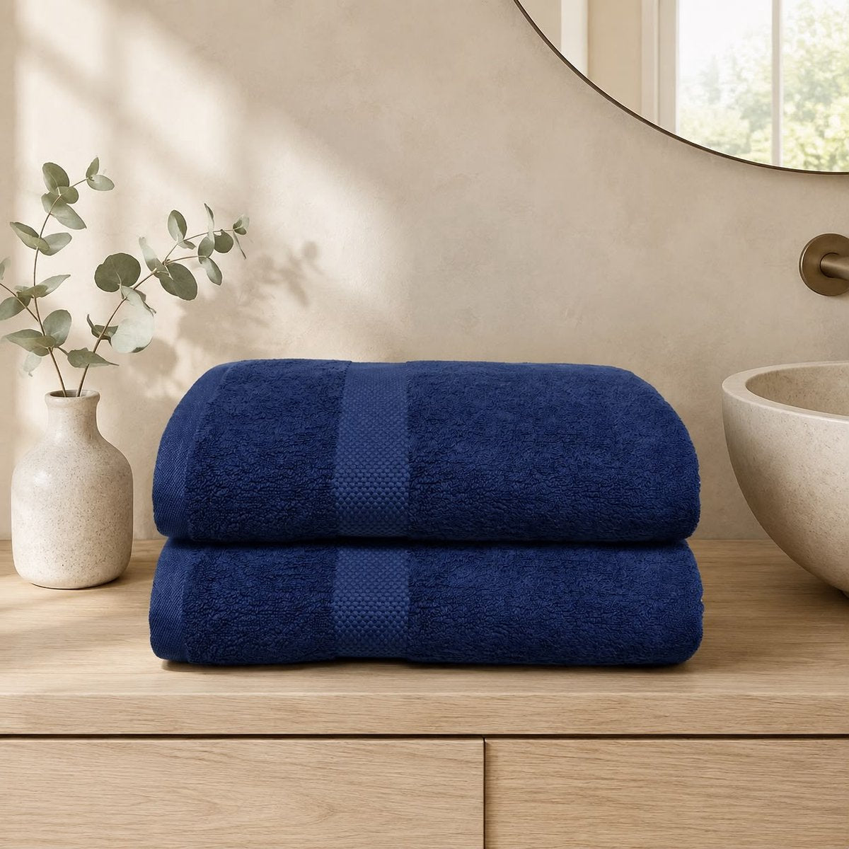 Katoenen Badhanddoek 650 GSM – Set van 2 – Donkerblauw
