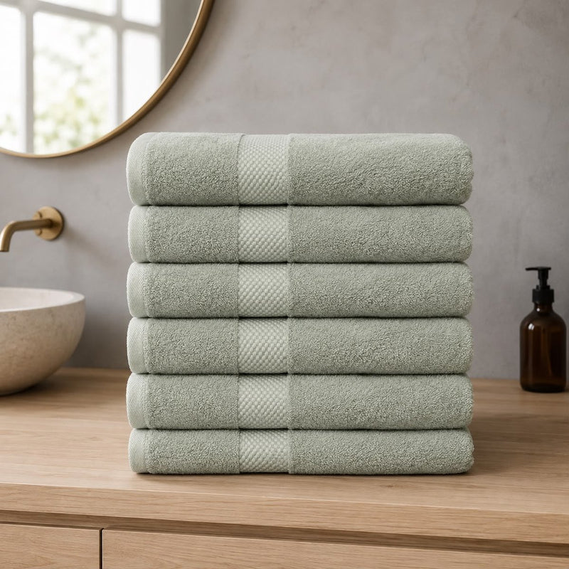 Katoenen Badhanddoek 650 GSM – Set van 6 – Saliegroen