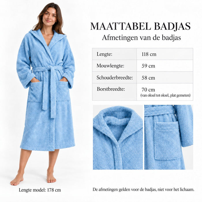 Egyptisch Katoenen Badjas – XXL – Lichtblauw