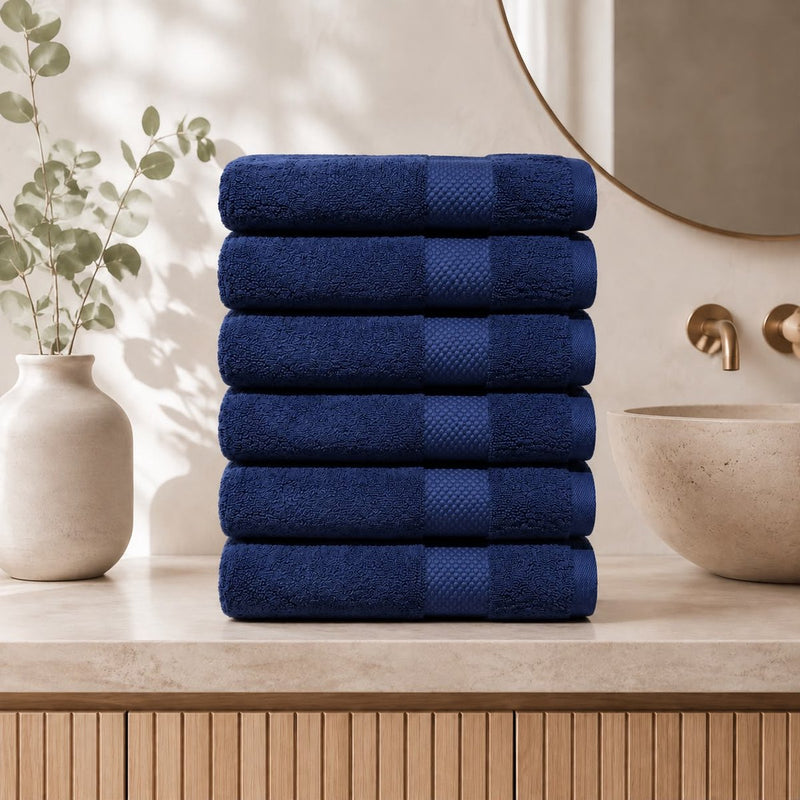 Katoenen Badhanddoek 650 GSM – Set van 6 – Donkerblauw