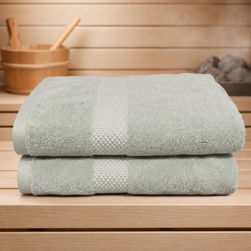 Katoenen Saunahanddoek 650 GSM – Set van 2 – Saliegroen