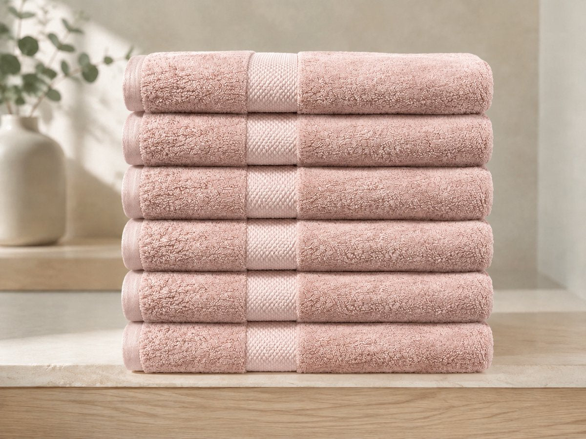 Katoenen Handdoek 650 GSM – Set van 6 – Oudroze
