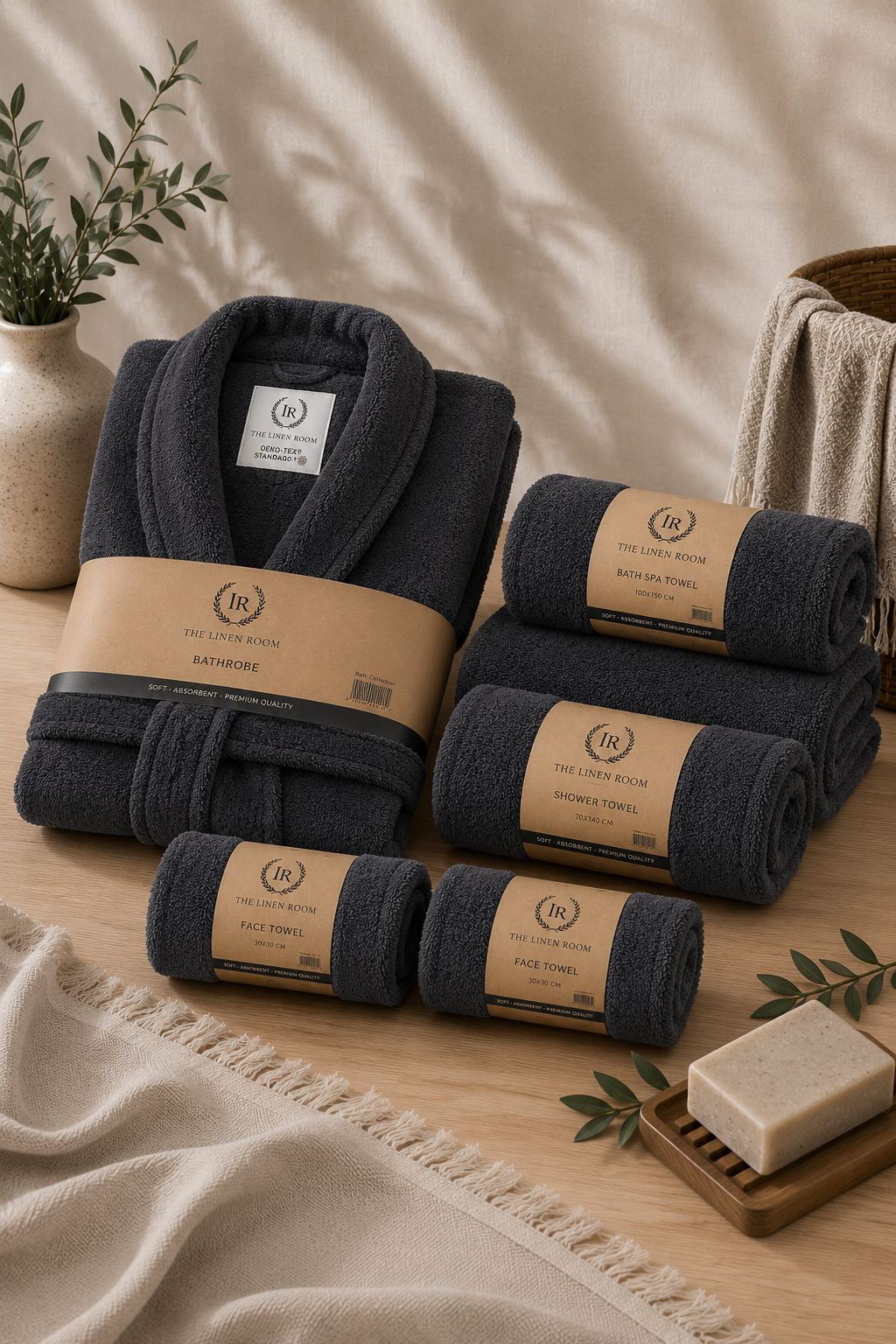 The Linen Room Elegant Bath Set – 100% Premium Cotton | Luxury Hotel & Spa Quality Towels