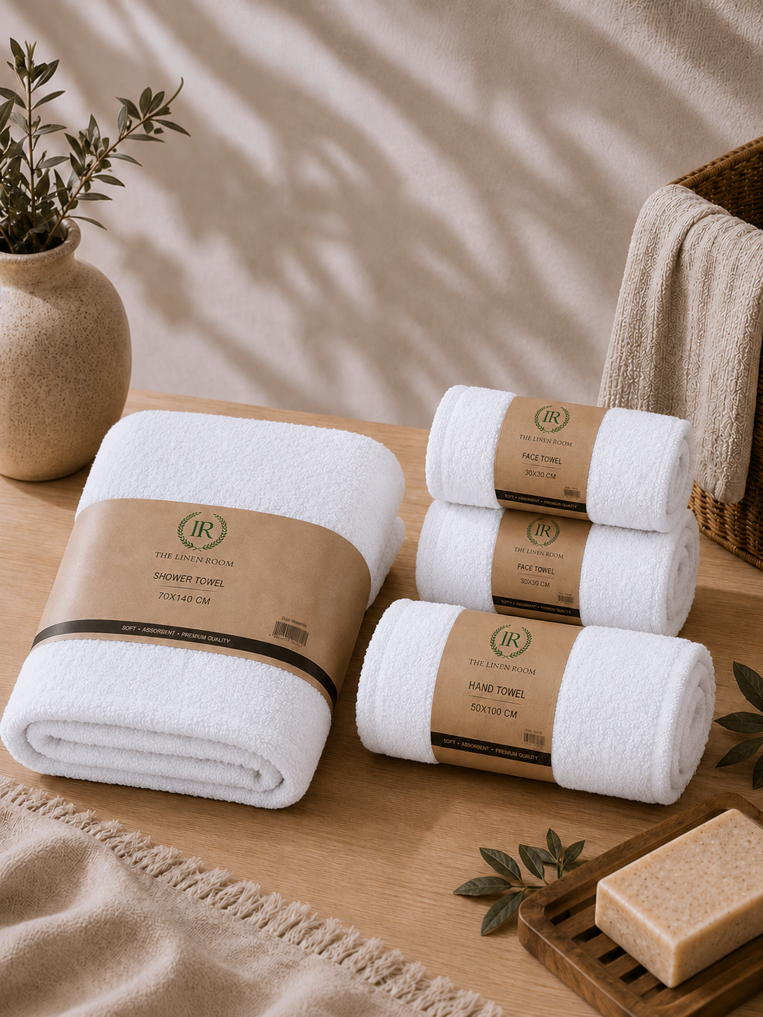 The Linen Room Daily Essential Set – 100% Premium Cotton | Luxury Soft & Highly Absorbent Towels | Hotel & Spa Quality