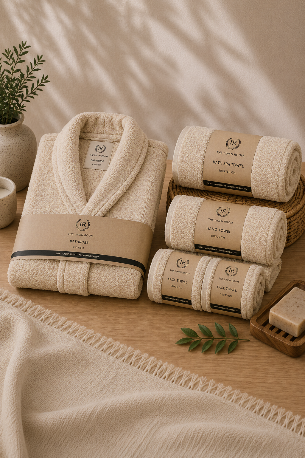The Linen Room Spa Retreat Set – 100% Premium Cotton| Luxury Hotel & Spa Quality | Soft, Plush & Highly Absorbent Towels