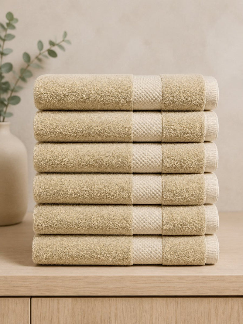 Katoenen Handdoek 650 GSM – Set van 6 – Licht beige