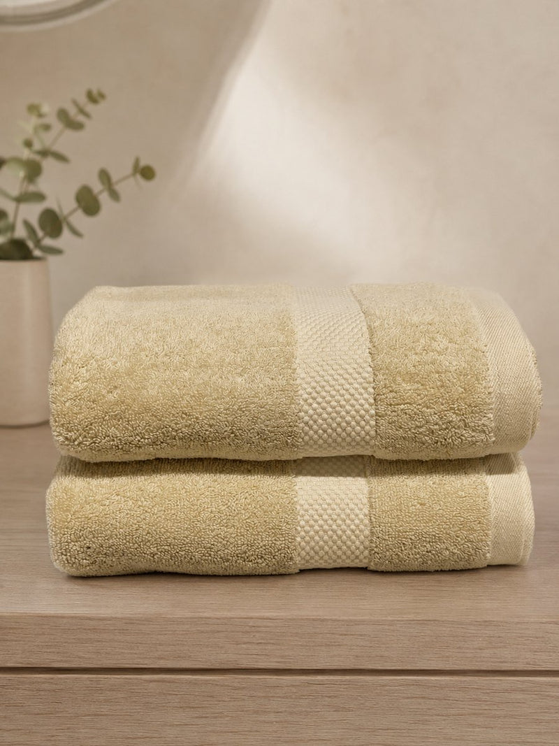 Katoenen Saunahanddoek 650 GSM – Set van 2 – Licht beige