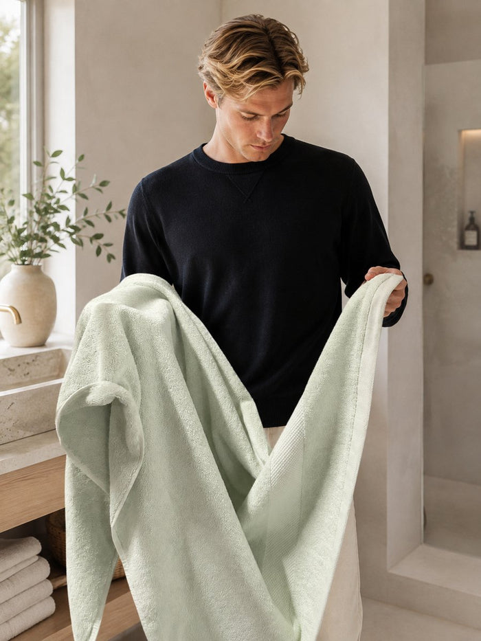 Katoenen Saunahanddoek 650 GSM – Set van 2 – Saliegroen
