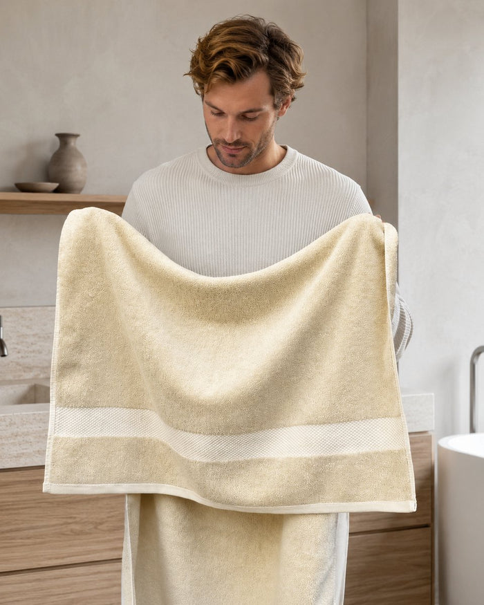 Katoenen Badhanddoek 650 GSM – Set van 6 – Licht beige