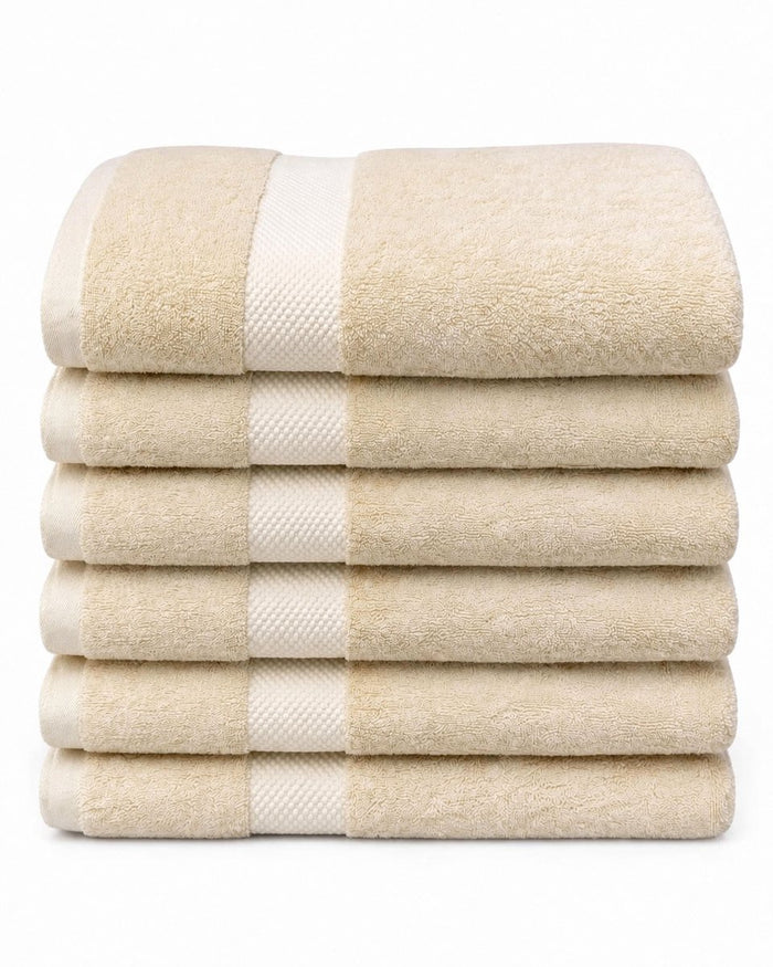 Katoenen Badhanddoek 650 GSM – Set van 6 – Licht beige