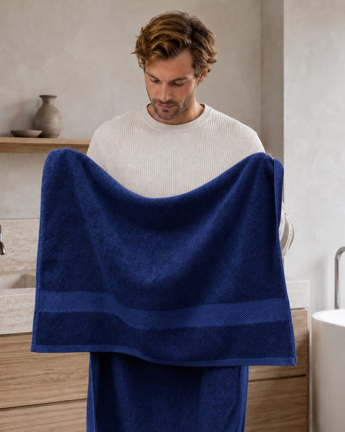 Katoenen Badhanddoek 650 GSM – Set van 6 – Donkerblauw