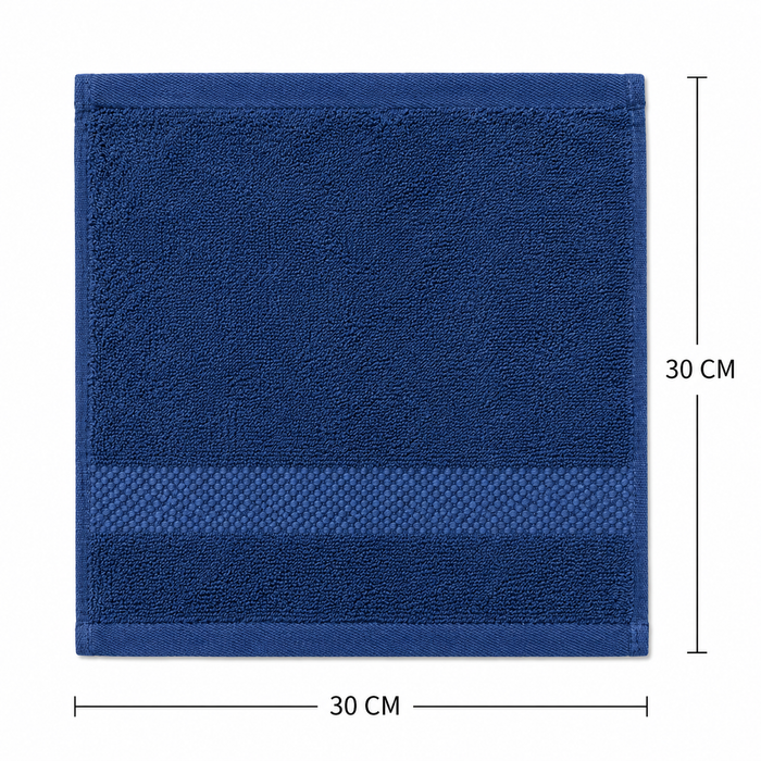 Donkerblauw katoenen gastendoekje met maatvoering 30 x 30 cm