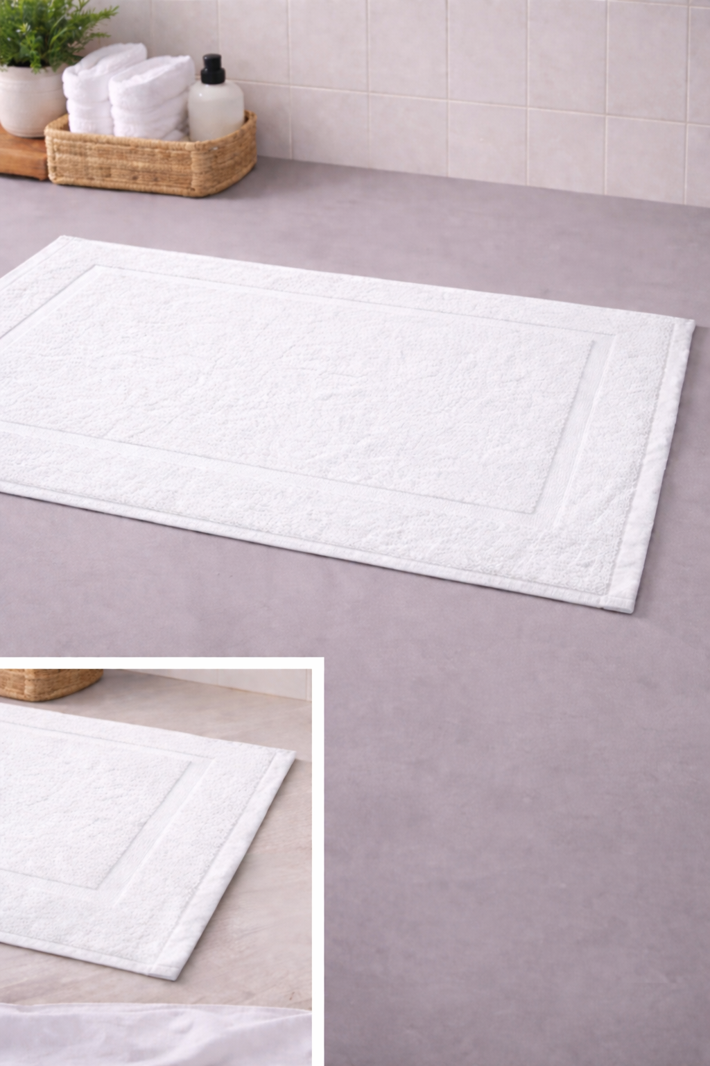 The Linen Room Luxury Bath Mat – 50 × 70 cm – 100% Premium Cotton – 500 GSM – Pure White – Soft & Highly Absorbent 20/2 Double Yarn