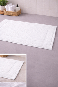 The Linen Room Luxury Bath Mat – 50 × 70 cm – 100% Premium Cotton – 500 GSM – Pure White – Soft & Highly Absorbent 20/2 Double Yarn