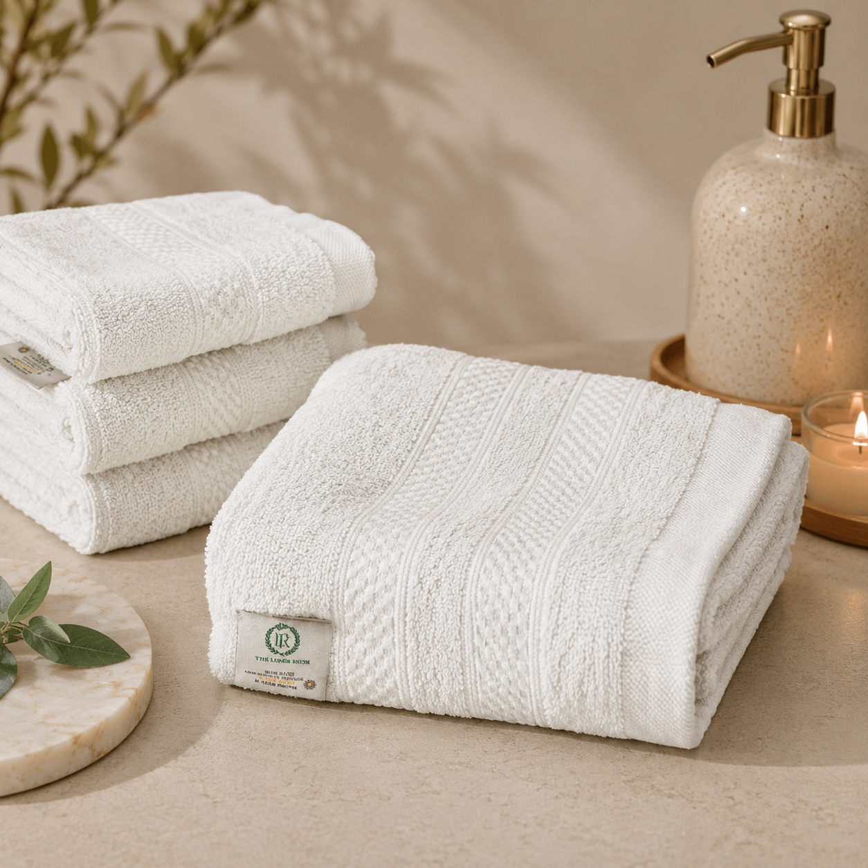 The Linen Room Luxury Guest Towel – 30 × 30 cm – 100% Premium Cotton – 500 GSM – Pure White – 20/2 Double Yarn-Soft & Highly Absorbent Set of 2