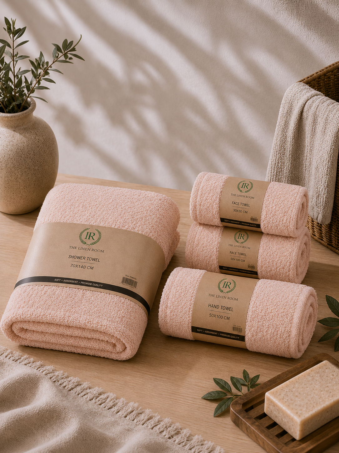 The Linen Room Daily Essential Set – 100% Premium Cotton | Luxury Soft & Highly Absorbent Towels | Hotel & Spa Quality